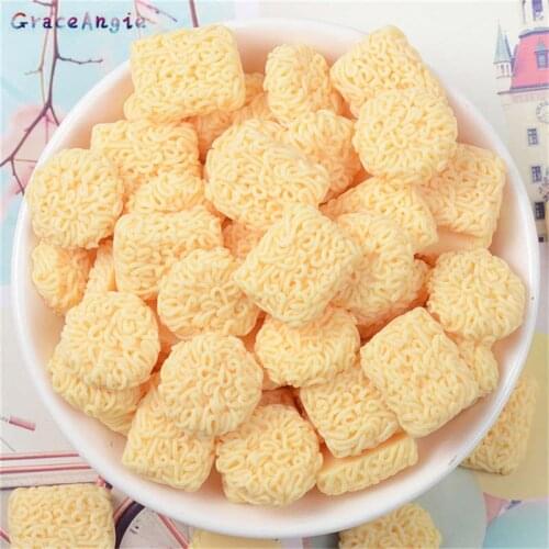 GraceAngie 20pcs Artificial Instant Noodles Foods Resin Flatback Cabochon Scrapbook Home Decor Ornament Slime Props Accessory