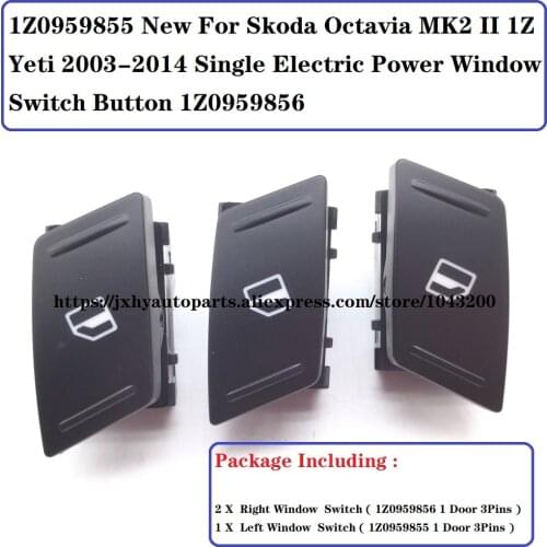 1Z0959855 NEW For Skoda Octavia MK2 II 1Z Yeti 2003-2014 Right Single Electric Power Window Switch Button 1Z0959856