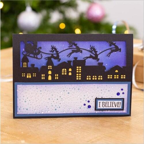 Metal Cutting Dies House Christmas Sleigh Deer Cut Die Mold Card Scrapbook Paper Craft Stencils 2021