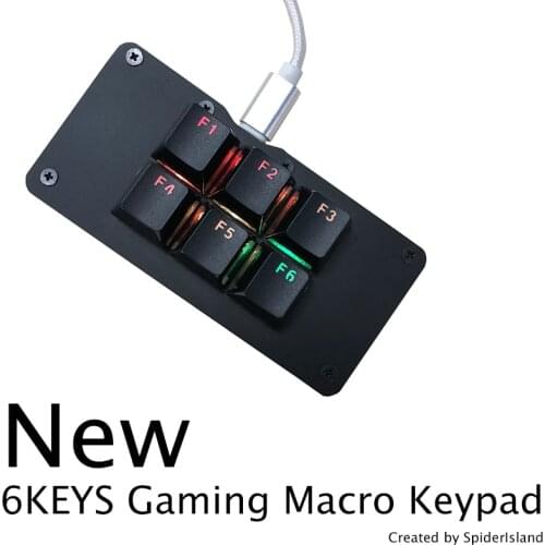 Mini Keyboard USB TYPE C macro Function by software Black 6Keys Mechanical Keyboard For Shortcut accounting Gaming MAC WIN
