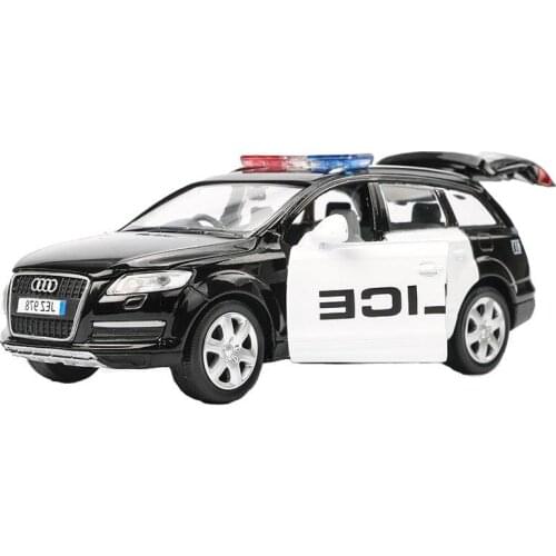 Simulation 1:32 Q7 special police alloy car model,childrens sound and light pull back SUV metal model,free shipping