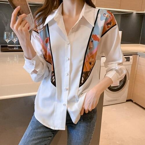 Fashion Women Blouses printing shirts casual loose chiffon blouse 2021 Spring Summer Blouse Long sleeve Tops Blusas Mujer