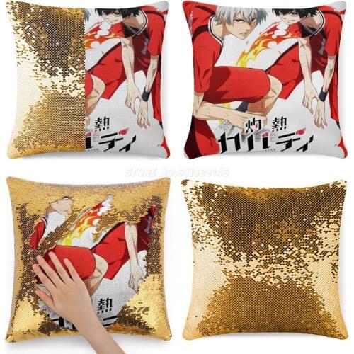Burning Kabaddi-Shakunetsu Kabaddi Sequin Pillowcase Magical Cushions Cover 40X40cm Mermaid Burning Kabaddi Release Date Burning