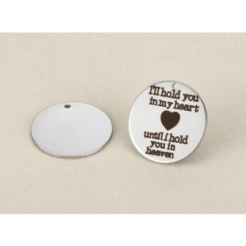 20pcs/lot 25mm New Arrival Stainless Steel Lovers Message Charms "I Will Hold You In My Heart..." For Diy Jewellery