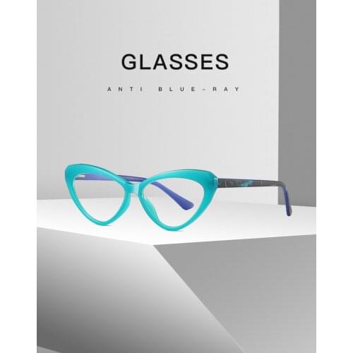 Trendy Design Cat Eye Shape Glasses TR90 Spectacles Frame Anti Blue Light Blocking Eyeglasses