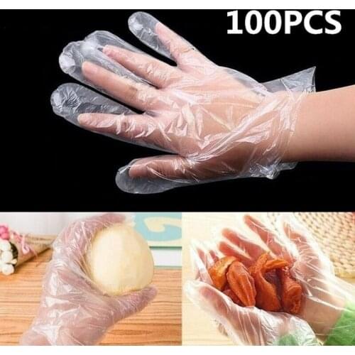100pcs/Set Disposable Clear Gloves Food One-off Plastic Gloves Restaurant Cleaning Kitchen Cooking BBQ Food Gloves Supplies