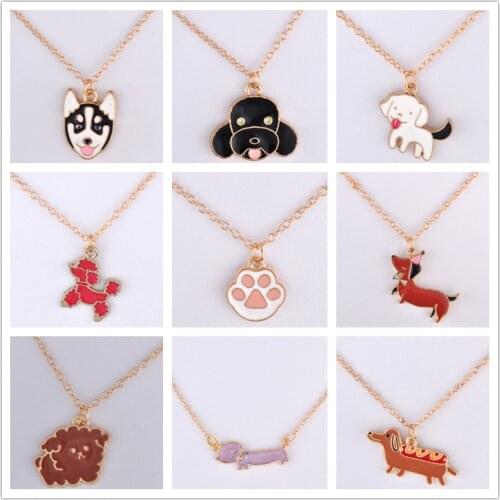 Corgi akita schnauzer poodle dachshund husky dog necklace women Puppy choker enamel pendant necklace fashion costume jewellery