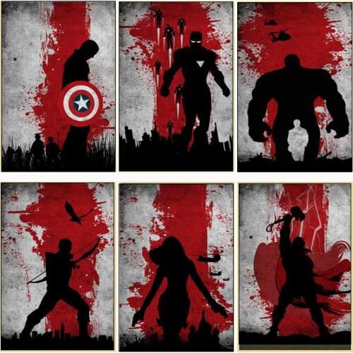 Superhero Poster Marvel Anime Captain America Iron Man Canvas Painting Wall Art Poster Printing Picture Kids Bedroom Decoration