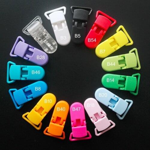 600pcs 25mm D Shape SUTOYUEN Plastic Dummy Pacifier Clips Suspender Binder Soother Chain Clip Mixed 15 colors