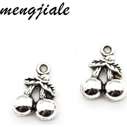 16pcs/lot Vintage Cherry Pendants Charm For Jewelry Making antique silver Color Fruit Cherry Pendants Charm Cherry 15x11mm
