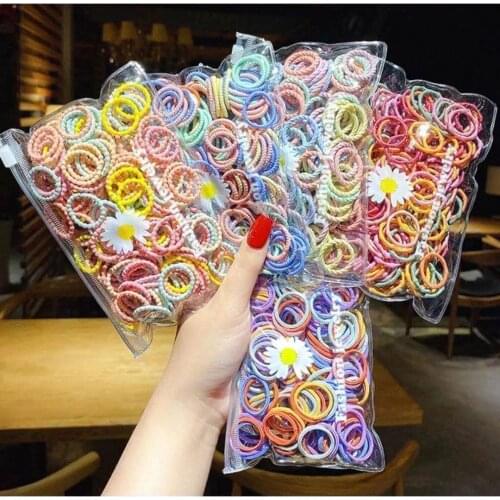 40/100 Pcs/Box New Children Cute Colors Soft Elastic Hair Bands Baby Girls Lovely Scrunchies Rubber Bands Kids Hair Accessories