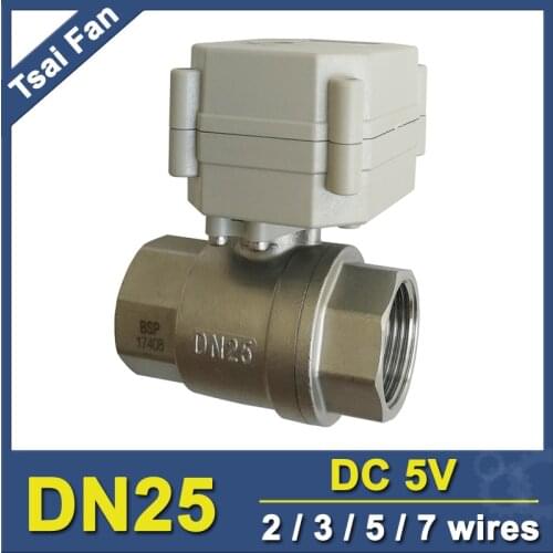 DC5V 2/3/5/7 Wires BSP / NPT 1" Electric Water Valve Metal Gear 2 Way DN20 Female Actuated Ball Valve With Indicator