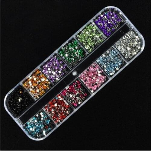 Rhinestones Nail Decoration Round Colorful Glitters With Hard Case DIY Nail Art Decorations