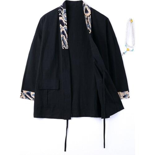 Streetwear V-Neck Mens Three Quarter Japanese-Style Leisure Shirts Male Fashion Printing Men Open Stitch Shirts Large Size M-5XL