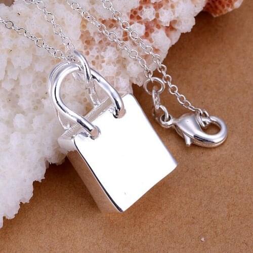 P023_2 Shining Necklaces For Women Charm Silver Color Fashion 925 Jewelry Handbag /aorajfya Atoajkva