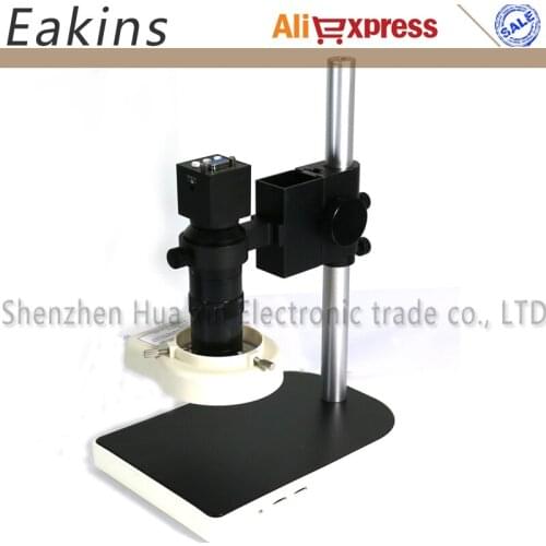 High Quality 2.0MP 1/2.5inch CMOS VGA Outputs Industry Microscope Camera+100X Zoom Lens and Metal holder+56 LED ring light