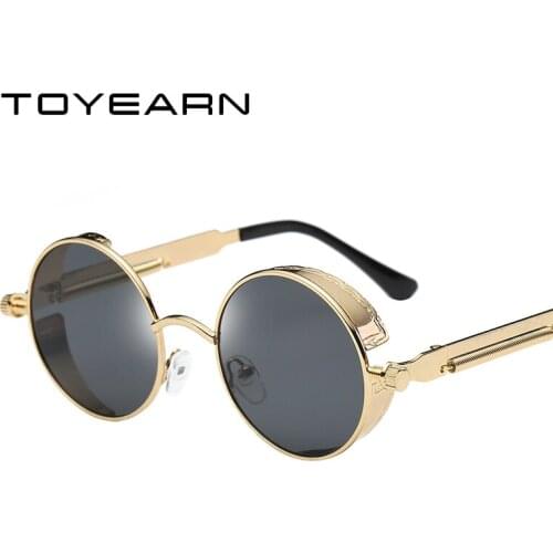 Vintage Steampunk Sunglasses Men Brand Design Gothic Metal Round Sunglasses Women Retro Frame Sun Glasses For Male Eyewear UV400