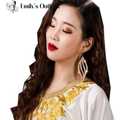 Ladys Belly Dance Jewelry Shine Rhinestone Earrrings Bing Bling Performance Costume Accessory Women Dance Jewelery New Arrival