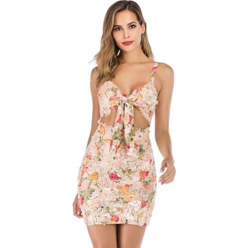 Ziamonga Beautiful Flower Sequin Party Dress Sparkle Womens Sleeveless Bow Tie Patchwork Outfits Female Robes Plus Size