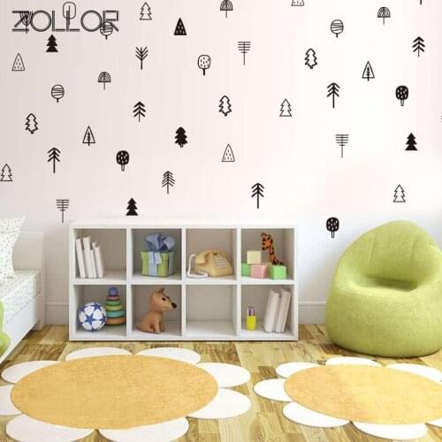Zollor Forest Tree Plants Wall Sticker Pastoral Wallpaper DIY Vinyl Wall Sticker for Baby Kids Room Nursery Fridge Closet Decals