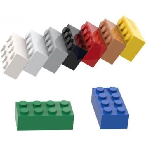 10PCS MOC Brick 3001 2x4 Compatible Assembles Particles For Building Blocks Parts DIY Educational Parts Toys For Kids