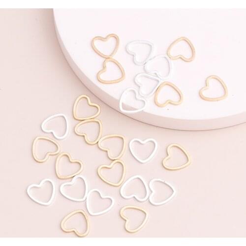100pcs Small Hollow Hearts Connectors Beads for DIY Bracelets Necklaces Gold Silver Color 10x10mm Making Finding Charms Jewelry