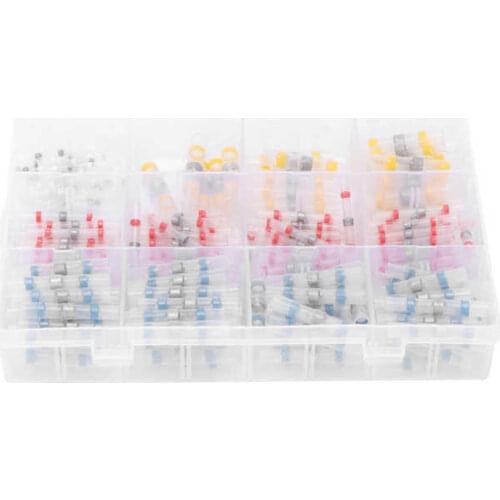 250pcs Solder Seal Wire Connectors Heat Shrink Solder Butt Connectors Kit Automotive Marine Insulated Solder Connector