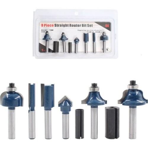 8Pcs/Set Woodworking Milling Cutter 1/4 Handle Straight Fillet Cutter Wood Cutter Carpenter Milling Cutter Woodworking Tool