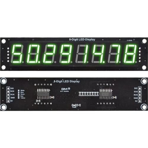 8 Digit 7 Segment LED Display Module Green Display 0.56 Inch Digital Tube Module 3 Pin Digital I/O Connection 74HC595 Controller