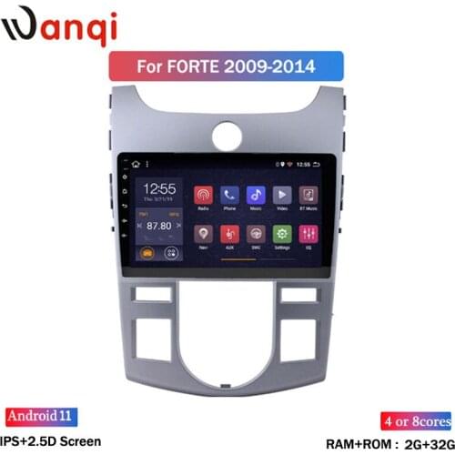 Wanqi Car Radio DVD Player for KIA Forte 2009-2014 2G RAM 32G ROM 9 inch Android 8.1 GPS Navigation Built-in Microphone SWC WiFi