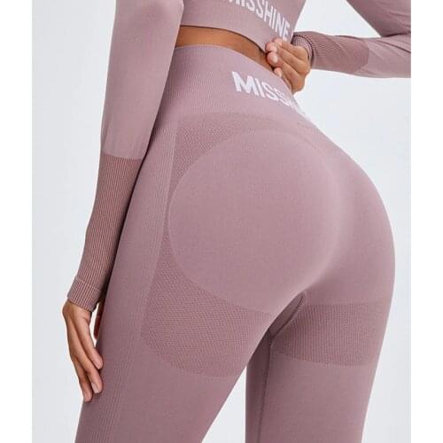Letter Seamless Yoga Pants Women High-Waist Stretch Tight No Embarrassment Line Sports Squat Leggings Quick Dry Fitness Legging