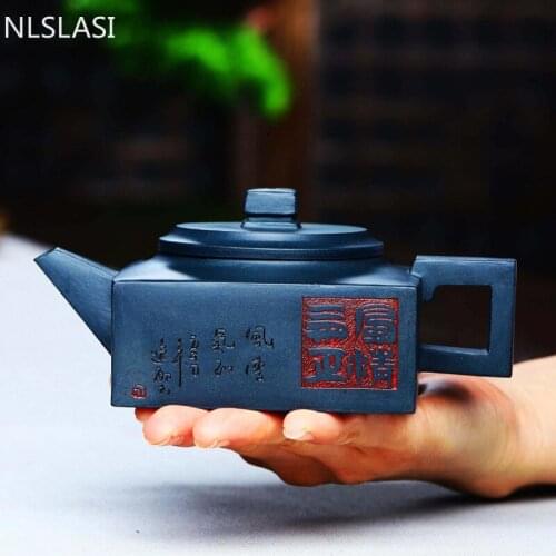 Yixing Handmade Tea Pot High-end Purple Clay Teapot Raw Ore Azure Mud Kettle Chinese Tea Ceremony Customized Collection 280ml