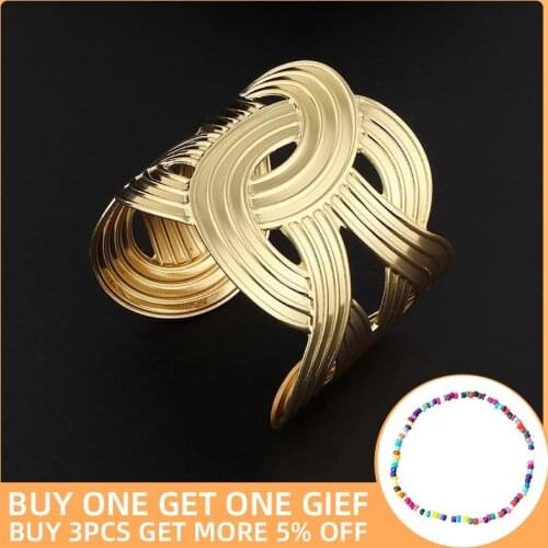 Dorado Hollow Wide Cuff Geometric Bracelet Bangles For Women New Alloy Open Big Female Bangle Fashion Jewelry Accesorios mujer