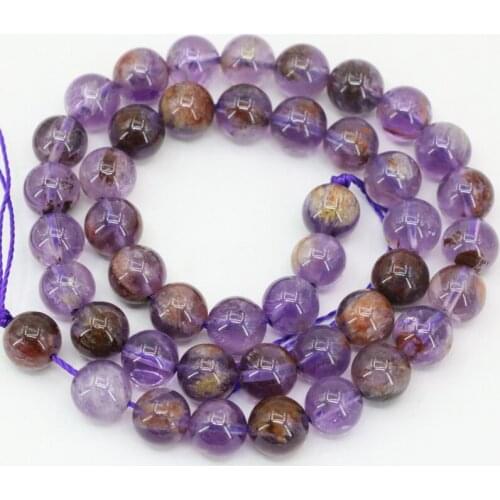 Elegant purple natural A+ ghost crystal stone 5 6 7 8 10mm round loose beads fit diy necklace bracelet jewelry finding 15" B3468