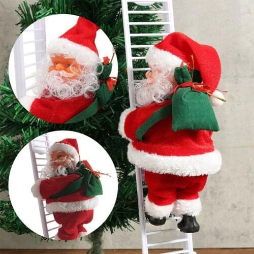 Electric Climbing Ladder Santa Claus Christmas Ornament Decoration For Home Christmas Xmas Music Figurine Party Decor