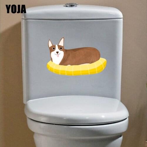 YOJA 21.8*11.8CM Pet Dog Toilet Decal Wall Sticker Cartoon Animal BedRoom Home Decor T3-0619