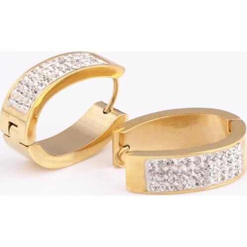 2021 Hot selling Fashion Titanium Steel Earrings female Crystal from Swarovskis 2 Colors Set of four rows of zircon Fit Women