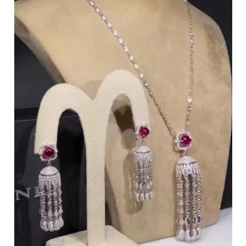 Jankelly luxury2 pcs Bridal Zirconia Jewelry Sets For Women Party, Luxury Dubai Nigeria CZ Crystal Wedding Jewelry Sets