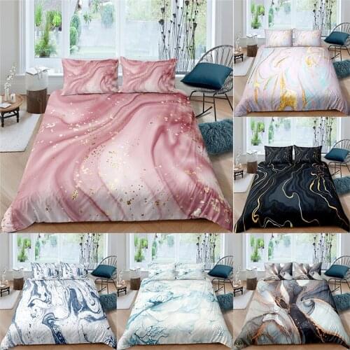Luxury 3D 2/3pcs Marble Texture Print Bedding Set Twin Queen King Size Comforter Duvet Quilt Cover and Pillowcase Home Textile