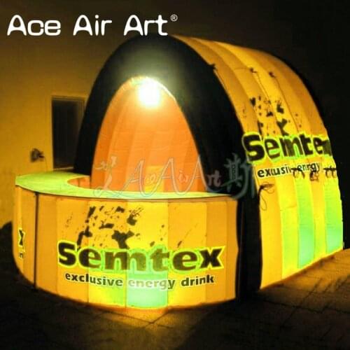 Beautiful inflatable bar tent/kiosk bar inflatable bar stand counter booth with led lights for proms