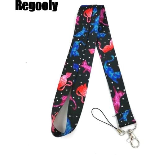 Colorful Cartoon Cats Lanyard Badge ID Mobile Phone Rope Key Lanyard Neck Straps Accessories webbings ribbons