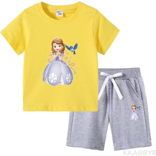 Sofia Summer New Childrens T-Shirt Foreign Trade Childrens Clothing INS Korean Edition Cotton Childrens Short Sleeves Iin Tro