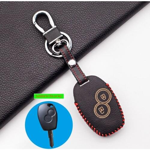 Fashion Men Soft Texture Leather Car Key Case Cover For Renault DACIA Sandero Captur Twingo Megane Scenic Kangoo Modus 2 Buttons