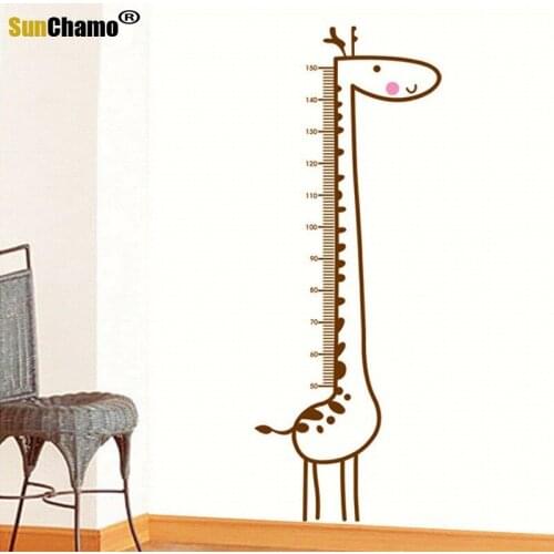 Cartoon Giraffe Height Measure Wall Sticker backdrop For Kids Rooms Height Chart Ruler Home Decoration Decals Wall Art Stickers