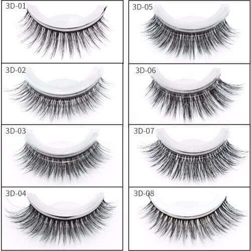 Natural Curly Slender Eyelashes Self-Adhesive 3D Mink False Eyelashes Reusable Self Adhesive Eyelashes Beauty Makeup Tools