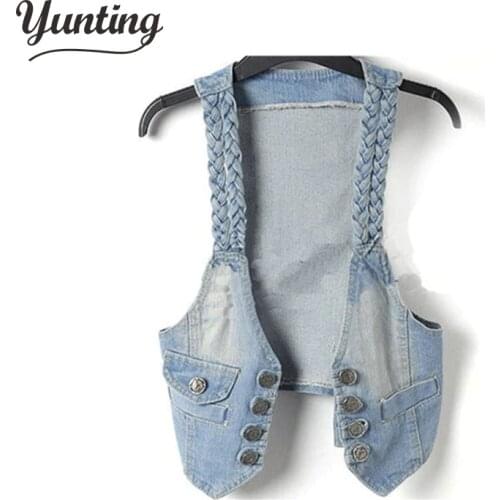 New arrival buttons women denim vest small sleeveless jacket fashion denim waistcoat