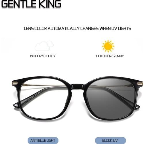 GENTLE KING New Photochromic Filter Computer Glasses For Blocking UV Anti Blue Light Eye Eyestrain Transition Gaming Glasses