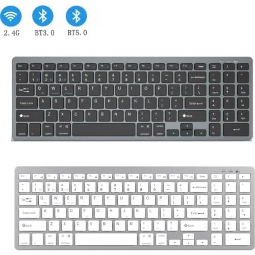 Three-mode 2.4G + Bluetooth 5.0 Rechargeable Wireless Keyboard 95 Keys Silent Portable Keyboard Comfortable Feel for PC Notebook