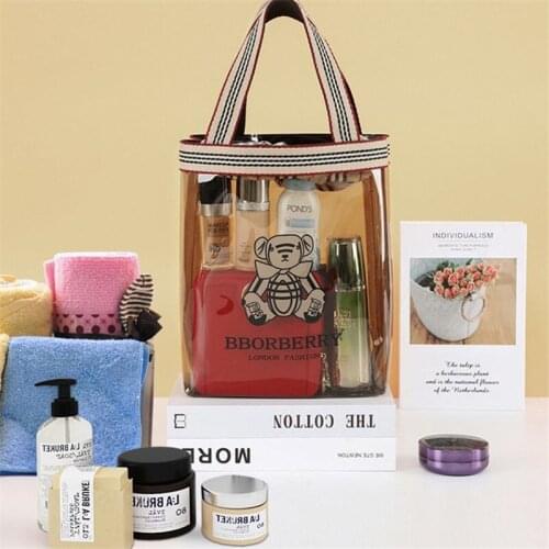 Transparent Storage Bag for Women Drawstring PVC Big Capacity Environmental Comestic Bag Portable Water- Proof High Quality