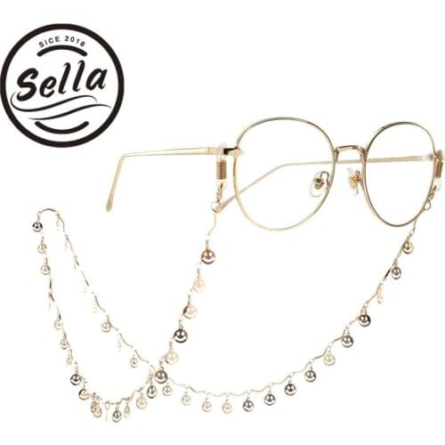 Sella Fashion Glasses Cord Strap Men Women Eyeglasses Holder Lanyard Metal Smile Decoration Sunglasses Necklace Chain